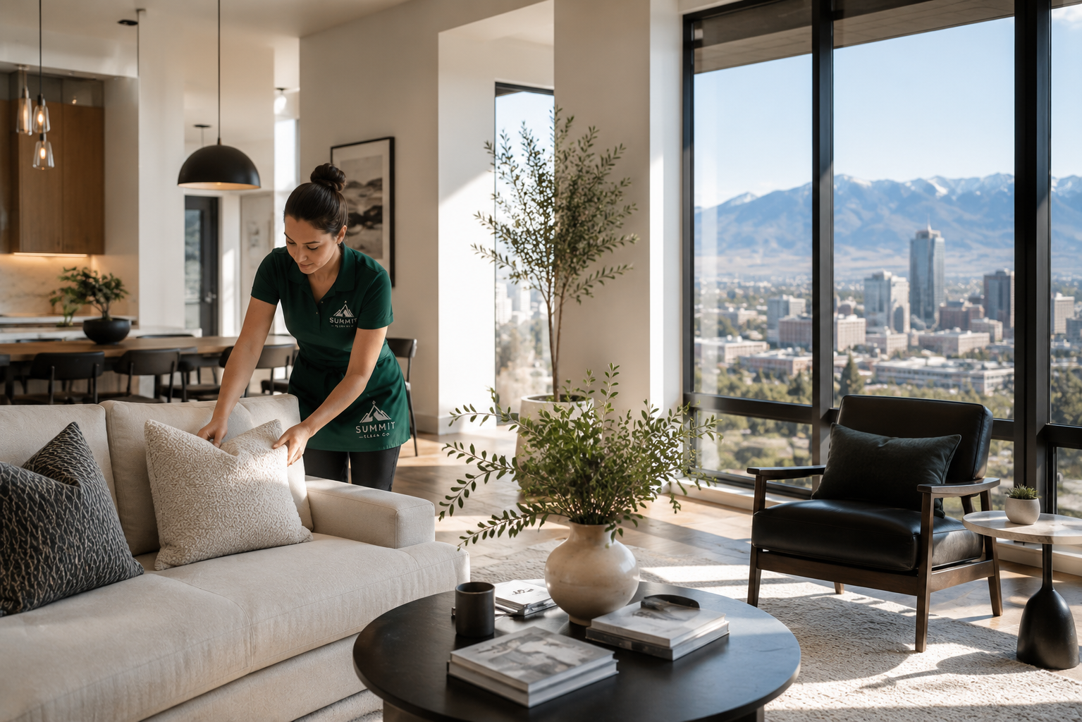 Summit Clean Co. — staged living room ready for next guest
